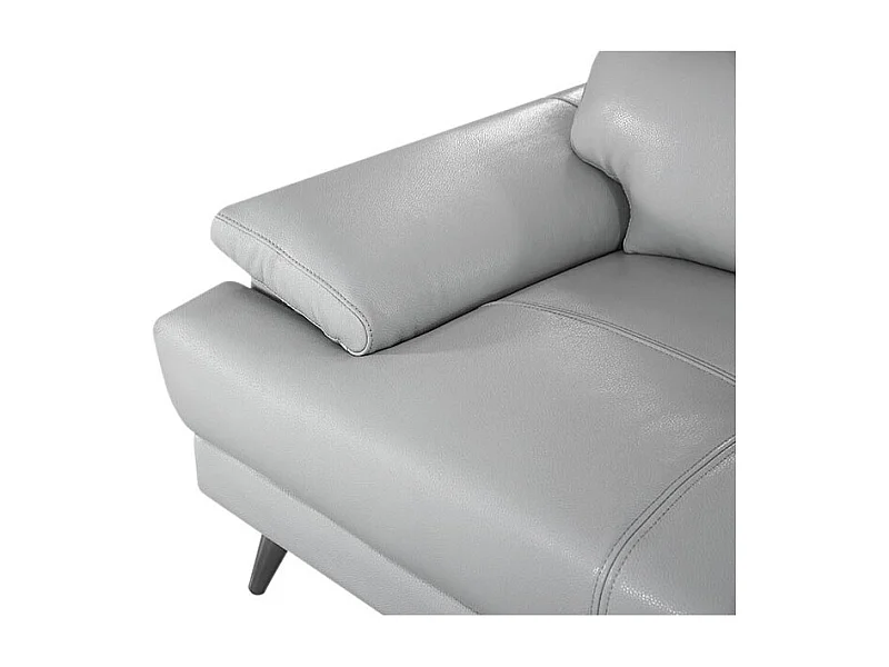 Canapé 2 places Cuir LENA Gris - Angle Droit