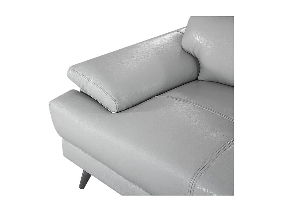 Canapé 2 places Cuir LENA Gris - Angle Droit