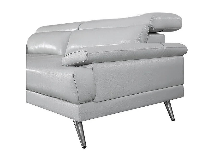 Canapé 2 places Cuir LENA Gris - Angle Droit