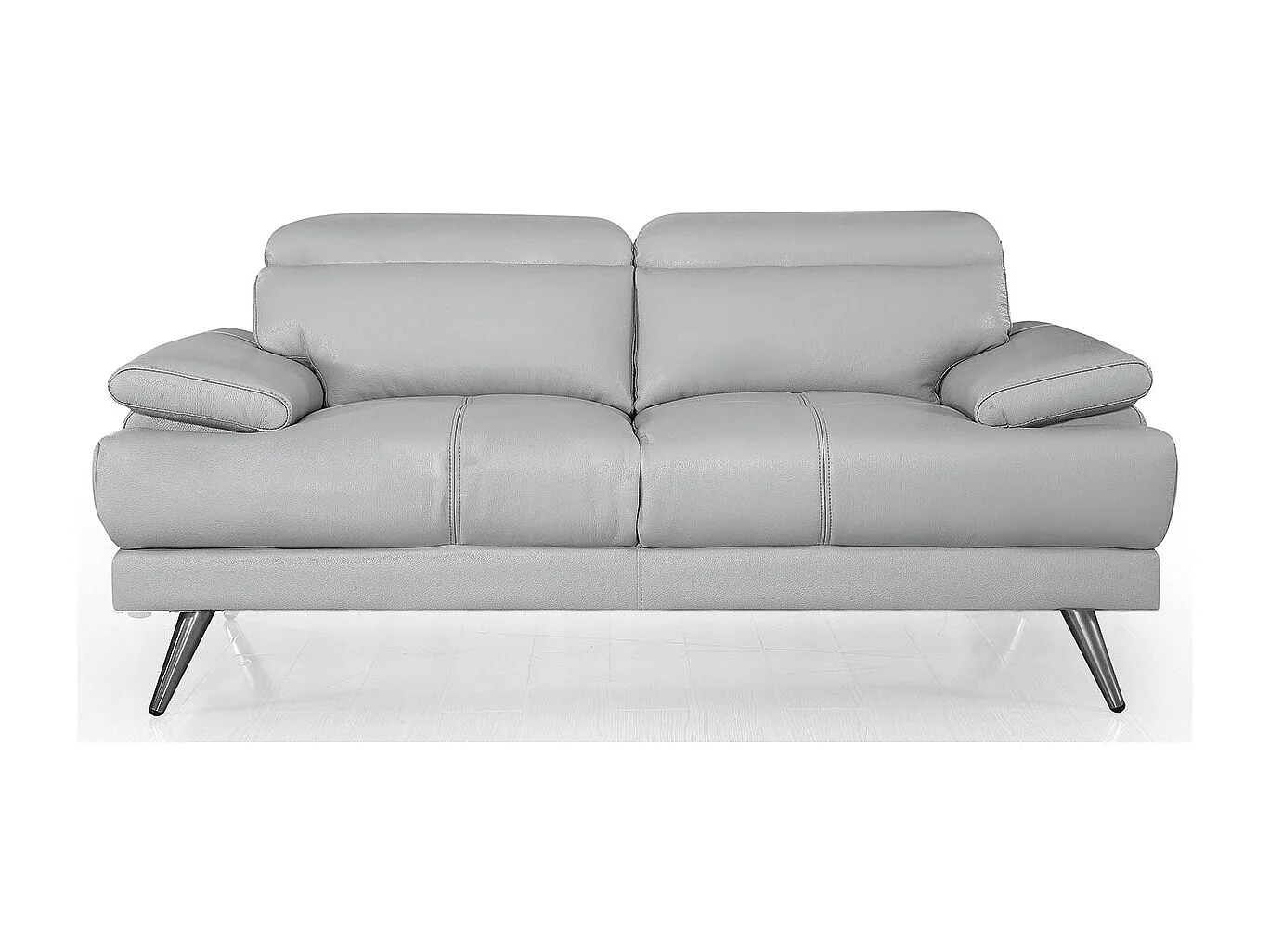 Canapé 2 places Cuir LENA Gris - Angle Droit