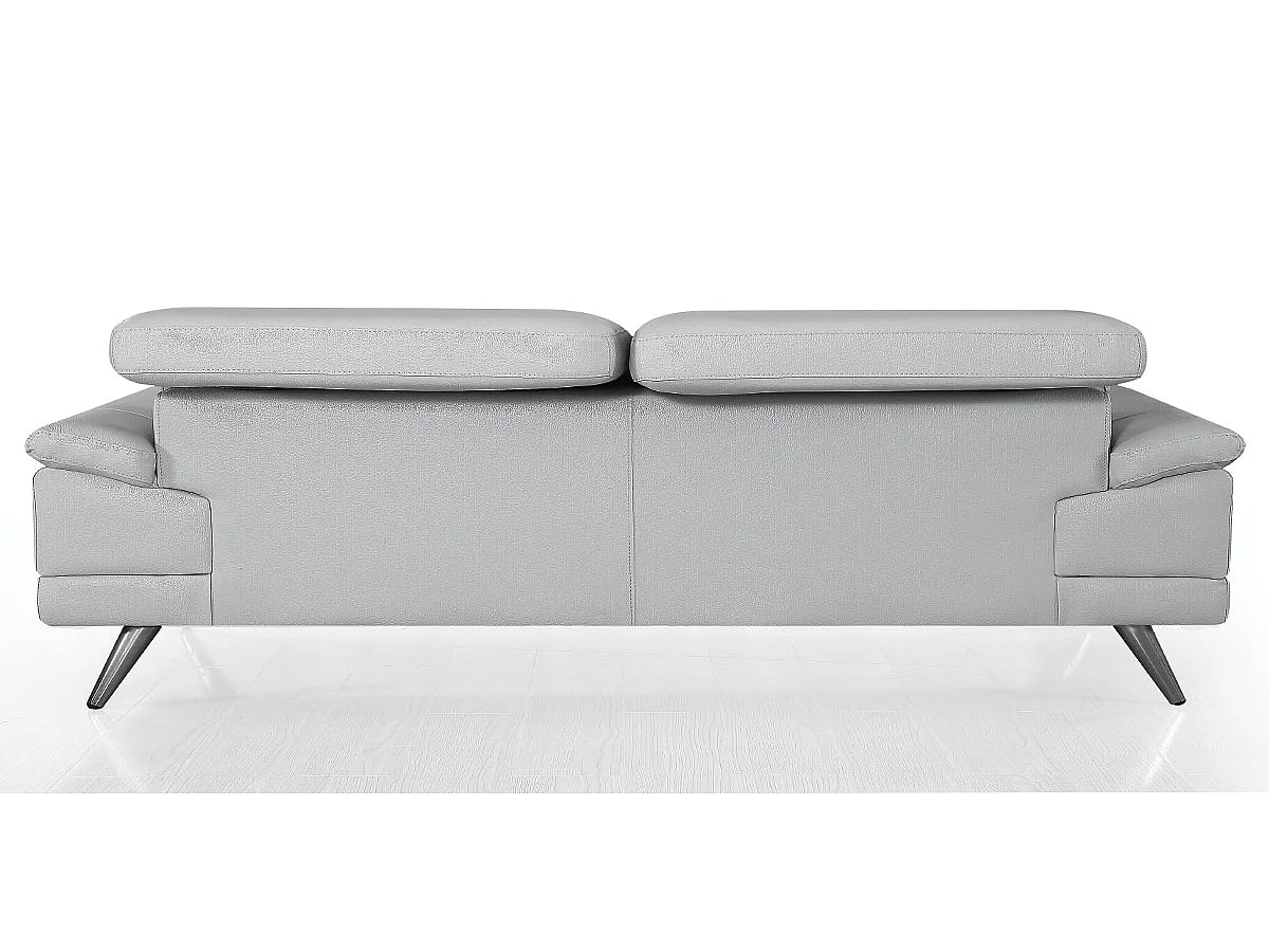 Canapé d'angle 2 places en cuir gris LENA