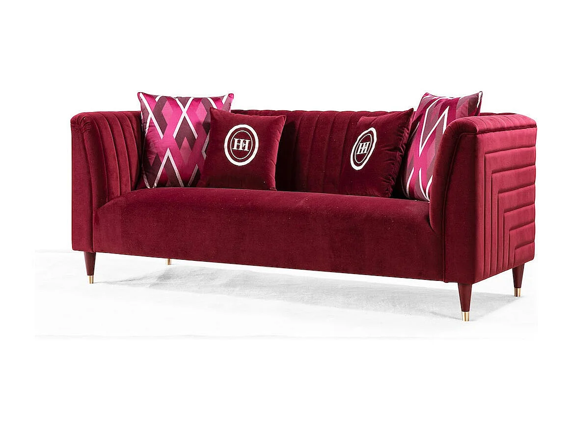 Canapé 3 places en velours ROSSO - Bordeaux