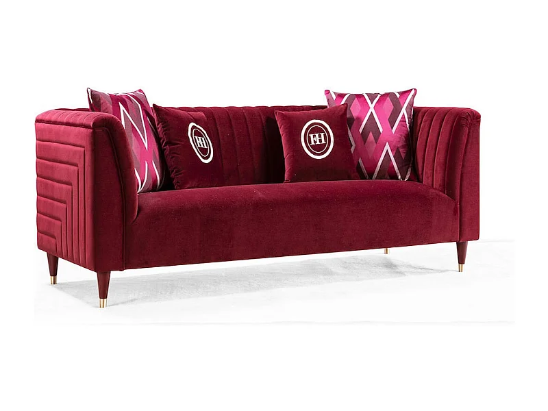 Canapé 3 places en velours ROSSO - Bordeaux