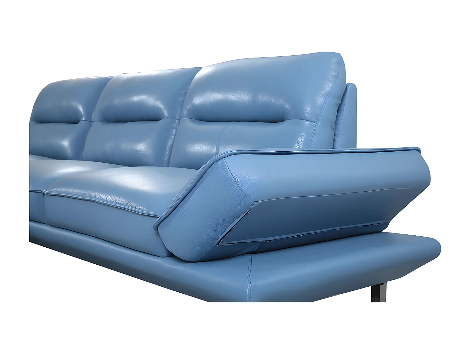 Canapé d'angle en cuir PALMA Bleu - Angle Gauche