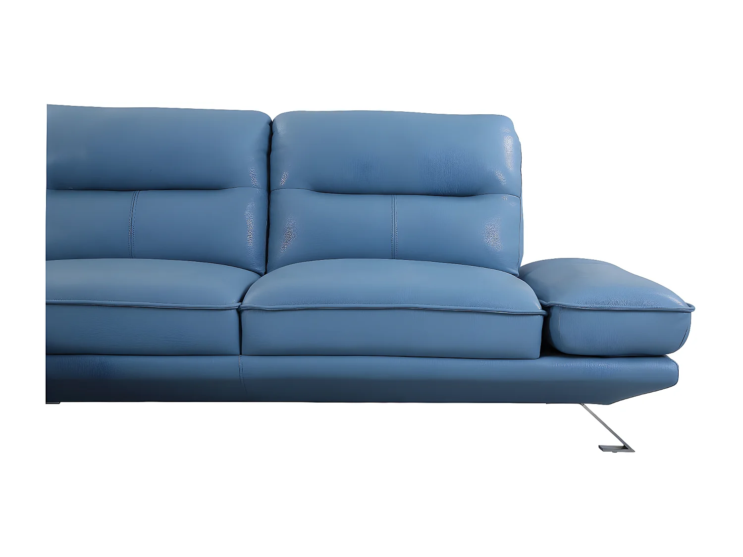 Canapé d'angle en cuir PALMA Bleu - Angle Gauche