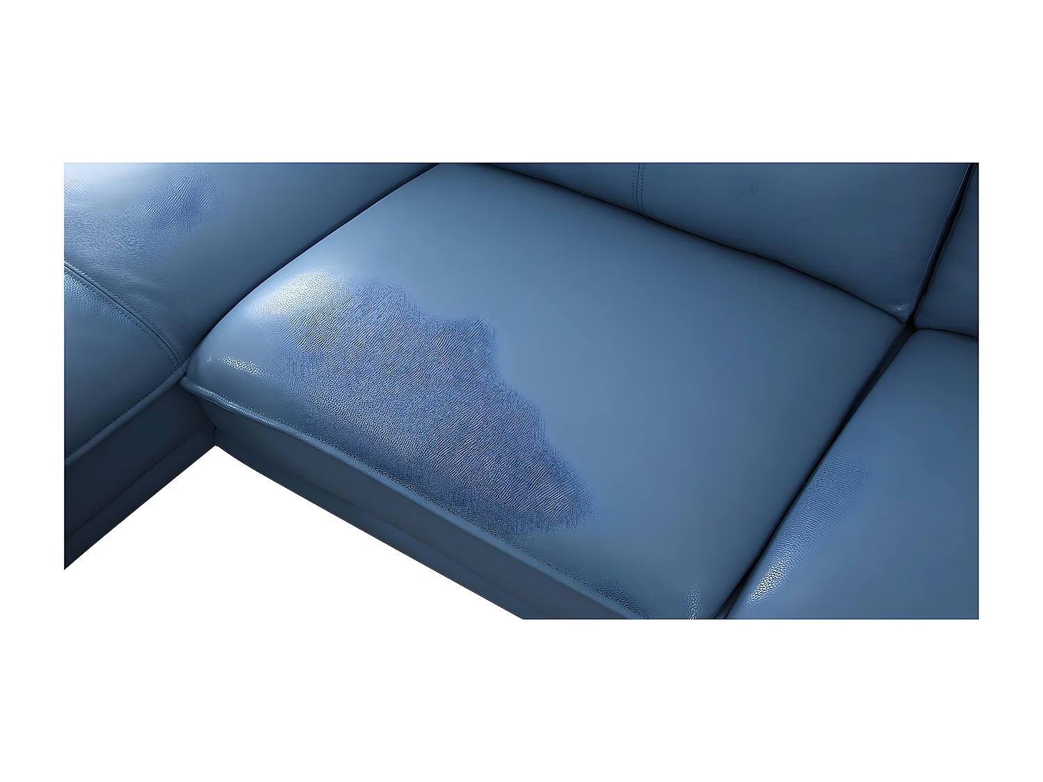 Canapé d'angle en cuir PALMA Bleu - Angle Gauche