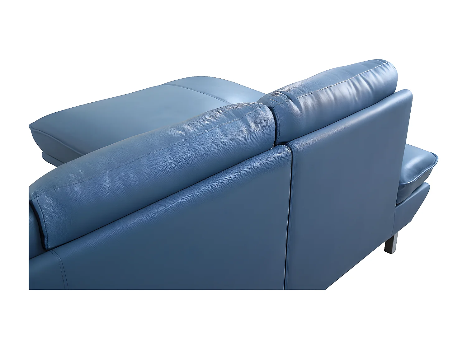 Canapé d'angle en cuir PALMA Bleu - Angle Gauche