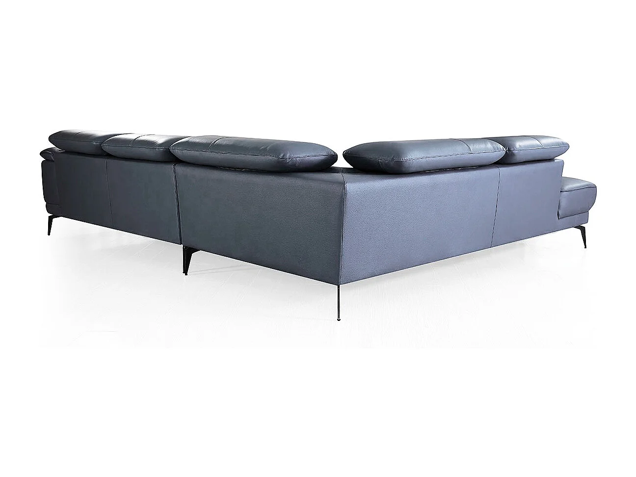 Canapé d'angle en cuir ELEA Bleu gris - Angle Gauche