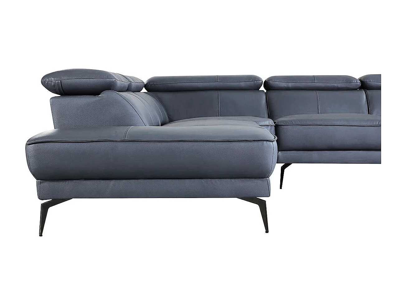 Canapé d'angle en cuir ELEA Bleu gris - Angle Gauche