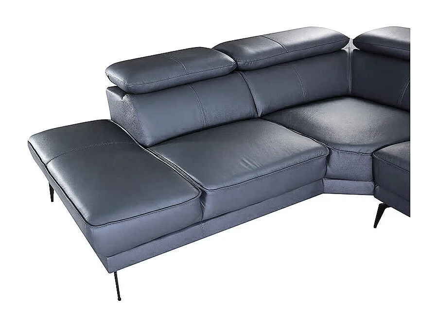 Canapé d'angle en cuir ELEA Bleu gris - Angle Gauche