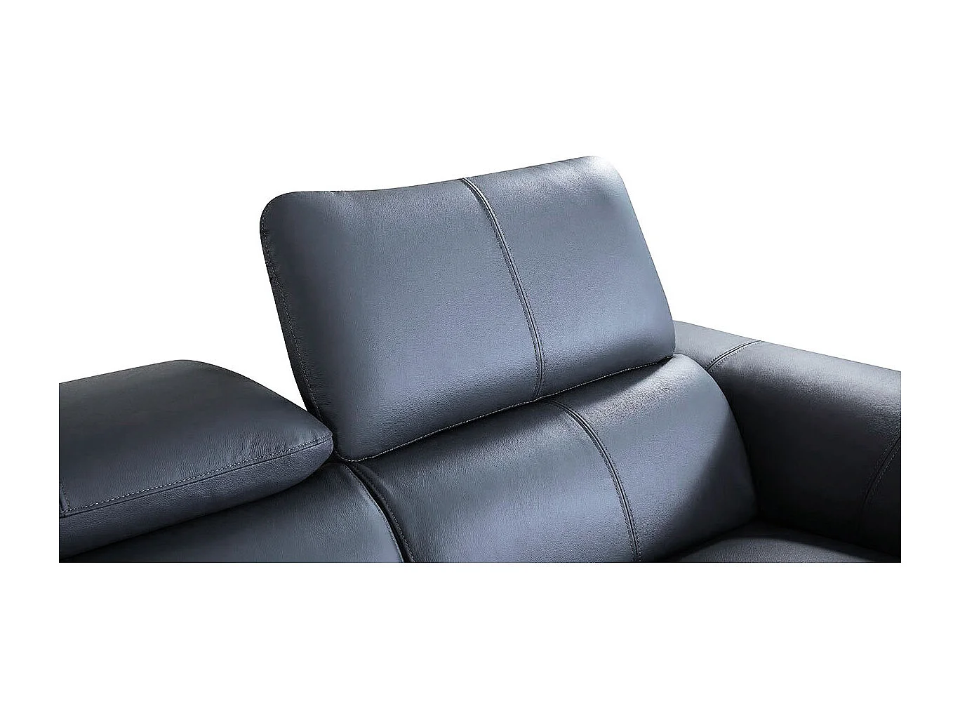 Canapé d'angle en cuir ELEA Bleu gris - Angle Gauche