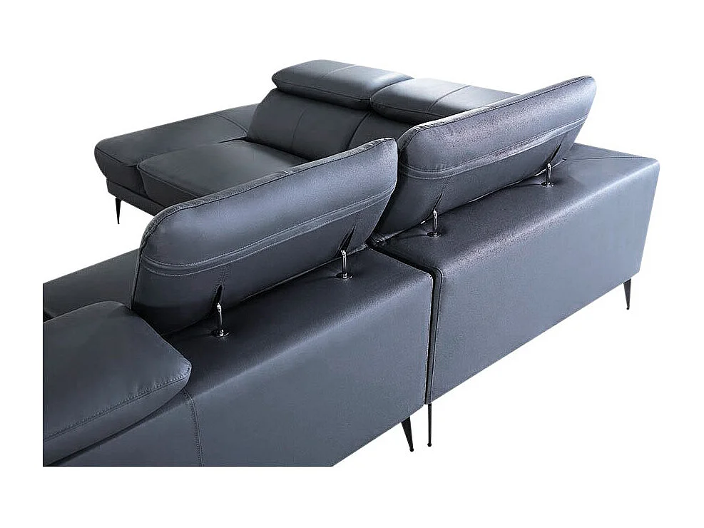 Canapé d'angle en cuir ELEA Bleu gris - Angle Gauche