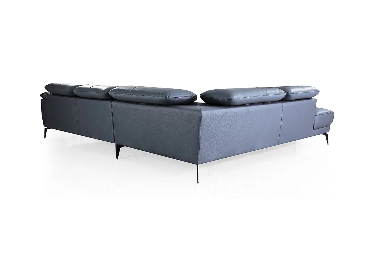 Canapé d'angle en cuir ELEA Bleu gris - Angle Gauche