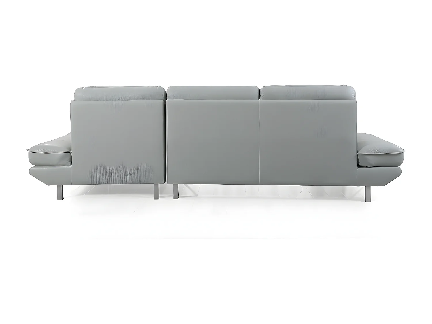 Canapé d'angle en cuir PALMA Gris perle - Angle Gauche