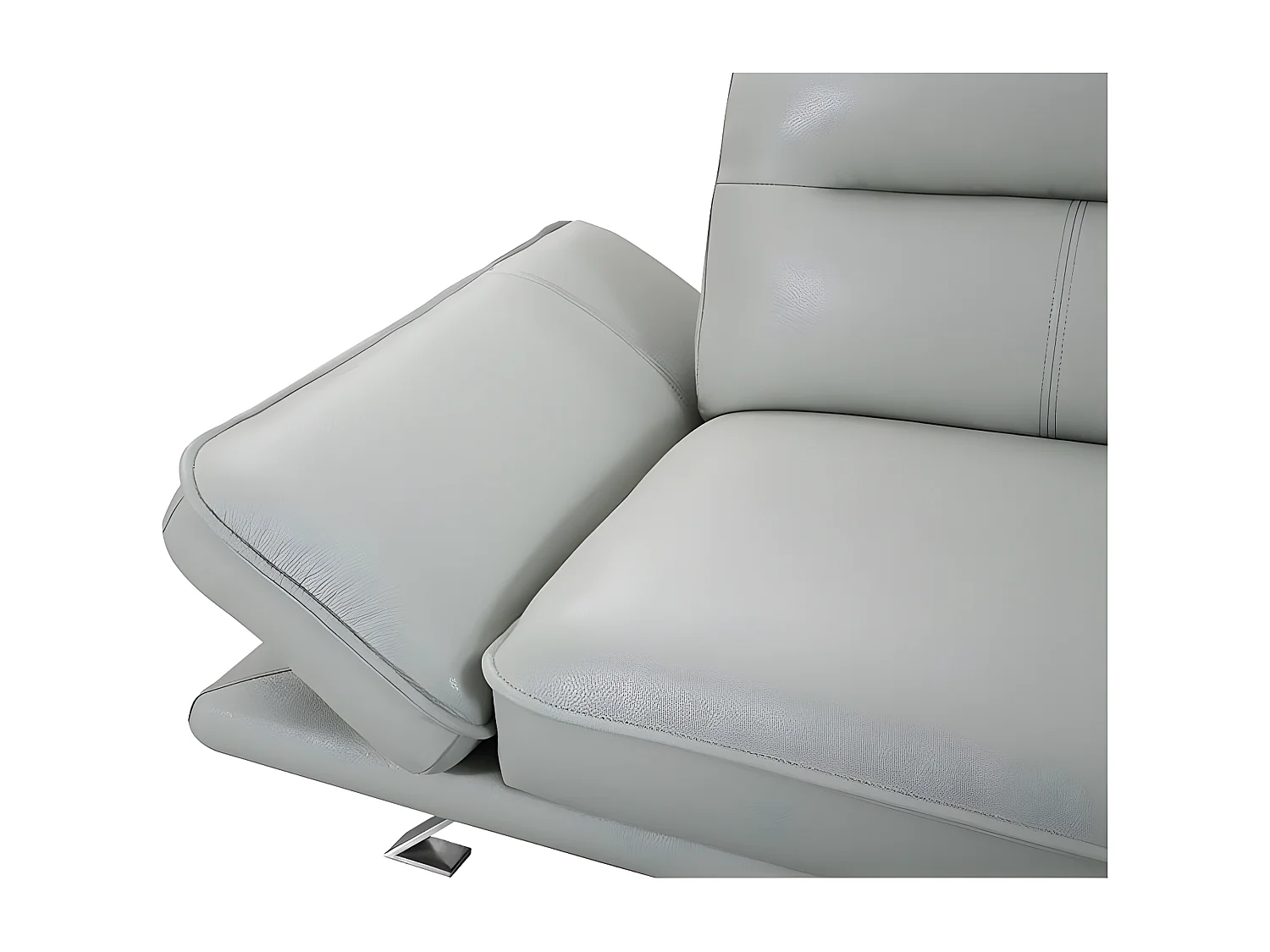 Canapé d'angle en cuir PALMA Gris perle - Angle Gauche