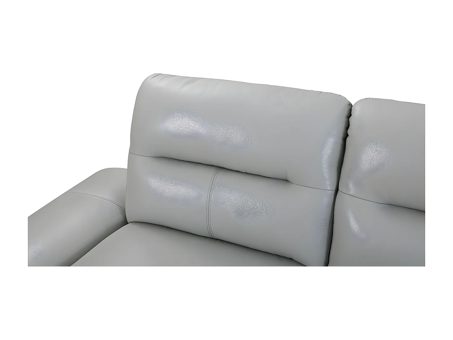 Canapé d'angle en cuir PALMA Gris perle - Angle Gauche