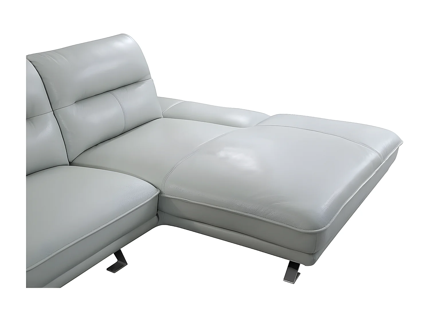 Canapé d'angle en cuir PALMA Gris perle - Angle Gauche