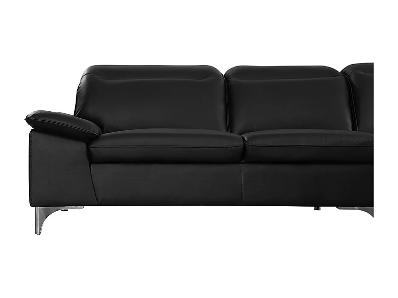 Canapé d'angle en cuir ALIX Noir - Angle Droit