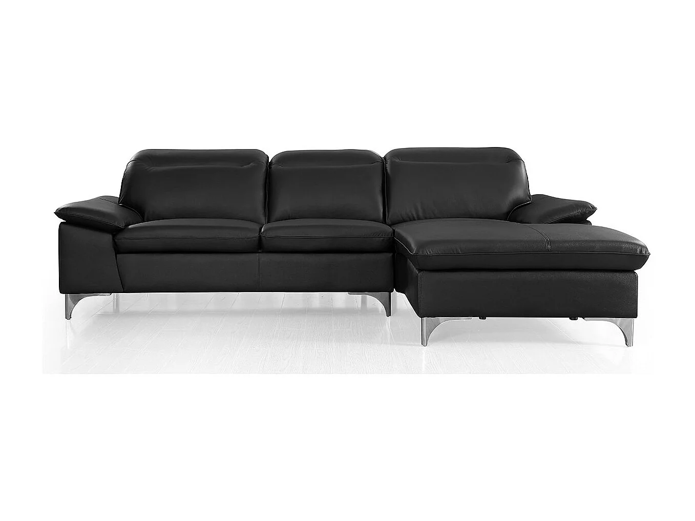 Canapé d'angle en cuir ALIX Noir - Angle Droit