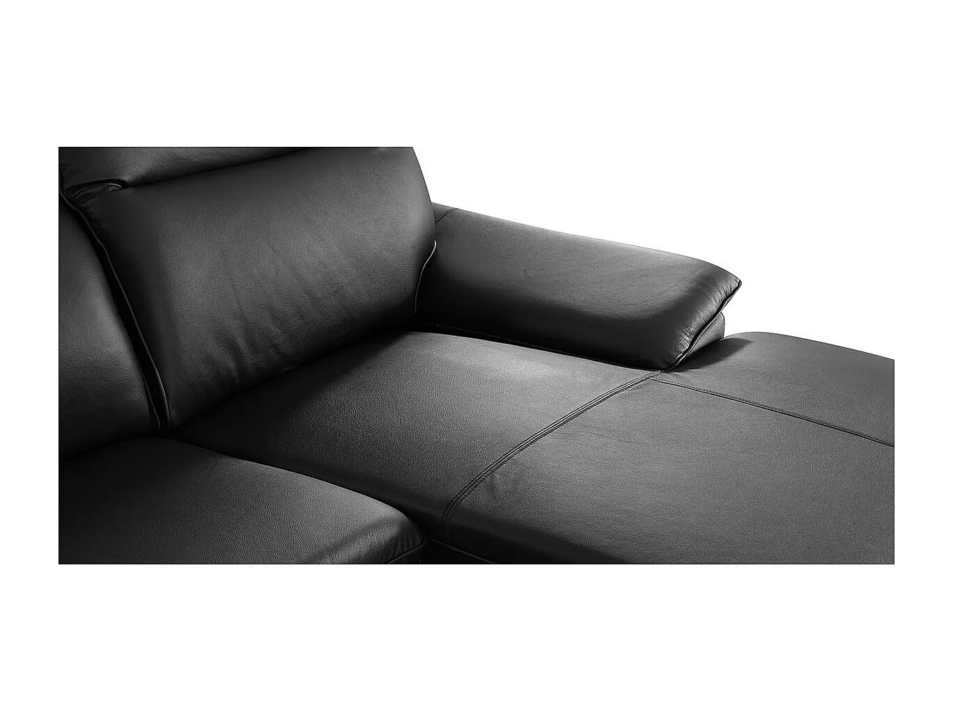 Canapé d'angle en cuir ALIX Noir - Angle Droit