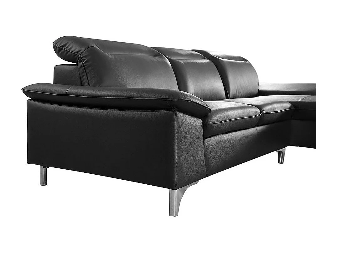 Canapé d'angle en cuir ALIX Noir - Angle Droit