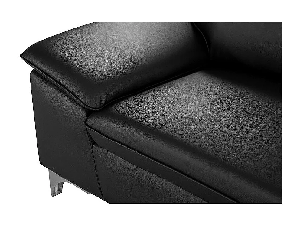 Canapé d'angle en cuir ALIX Noir - Angle Droit