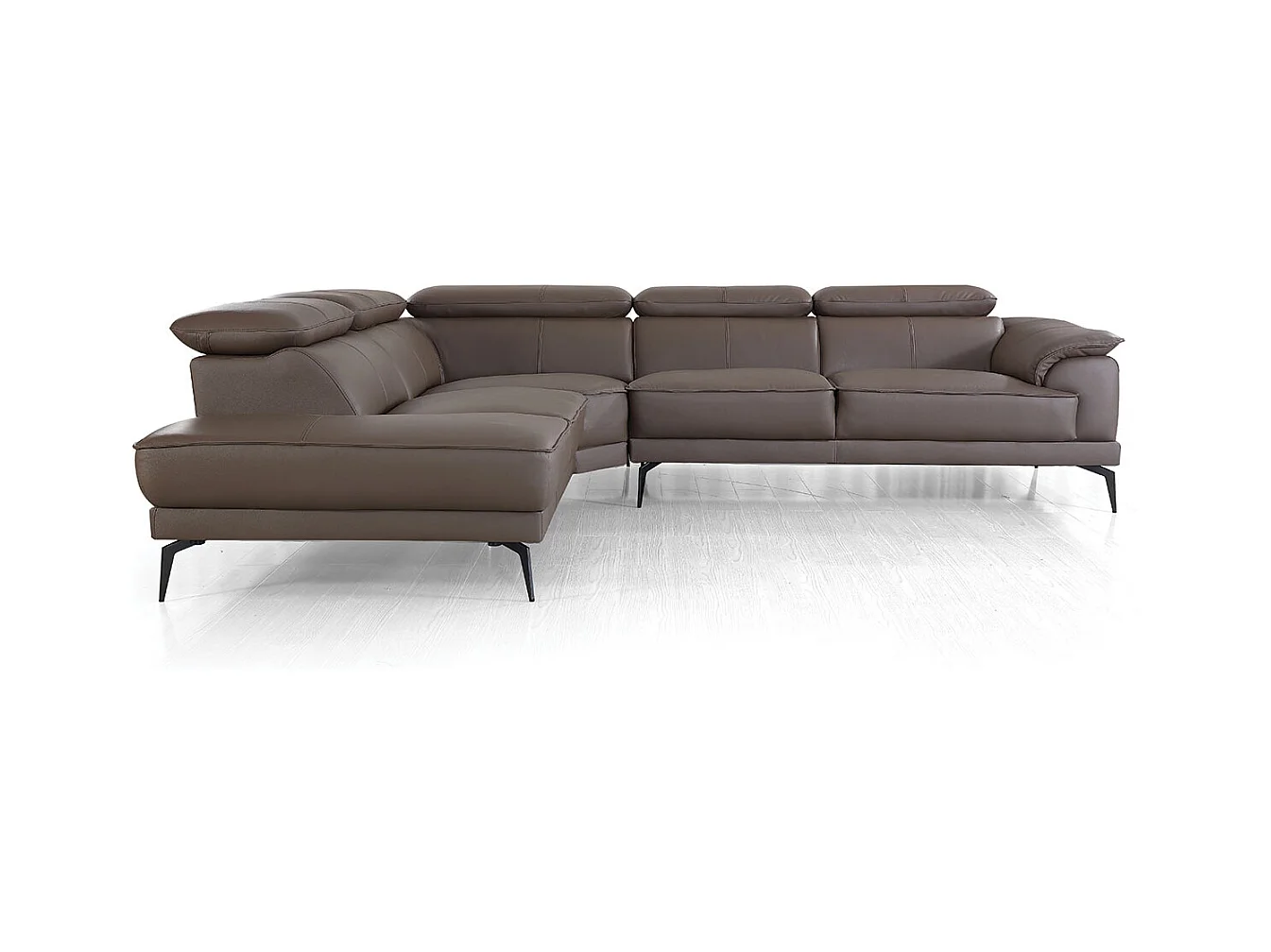 Canapé d'angle en cuir ELEA Marron - Angle Gauche