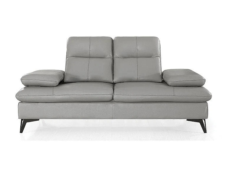 Canapé 2 places Cuir  avec dossier avance-recul IRIS Gris - Angle Droit