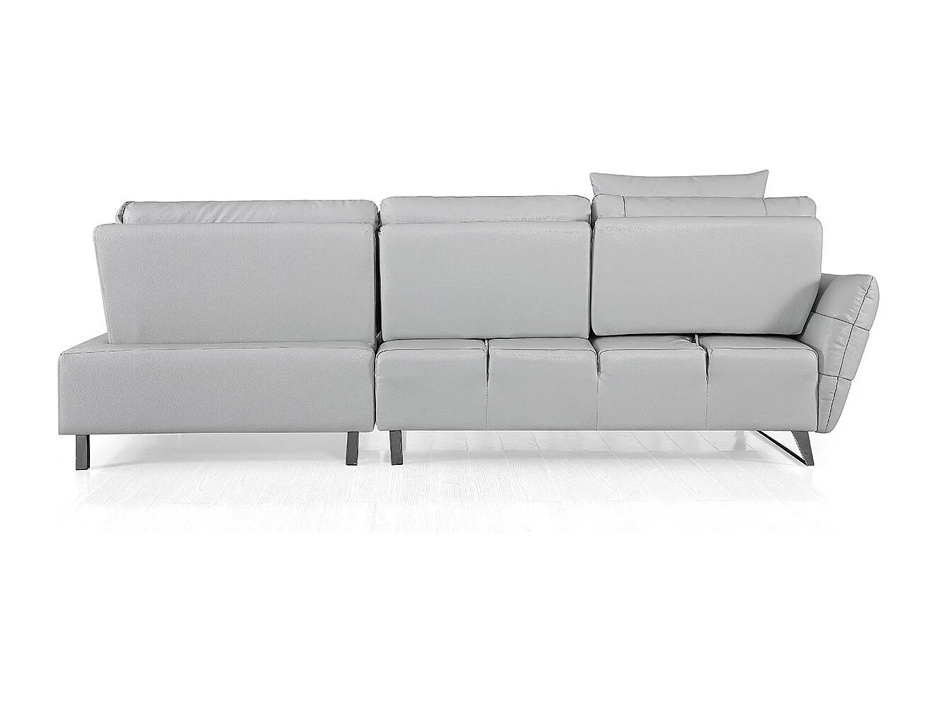 Canapé d'angle en cuir ELENA Gris perle - Angle Gauche