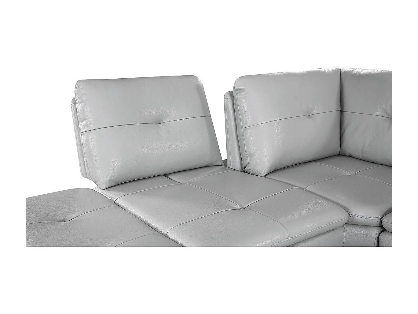 Canapé d'angle en cuir ELENA Gris perle - Angle Gauche