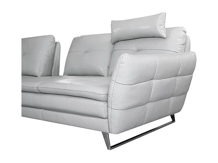 Canapé d'angle en cuir ELENA Gris perle - Angle Gauche