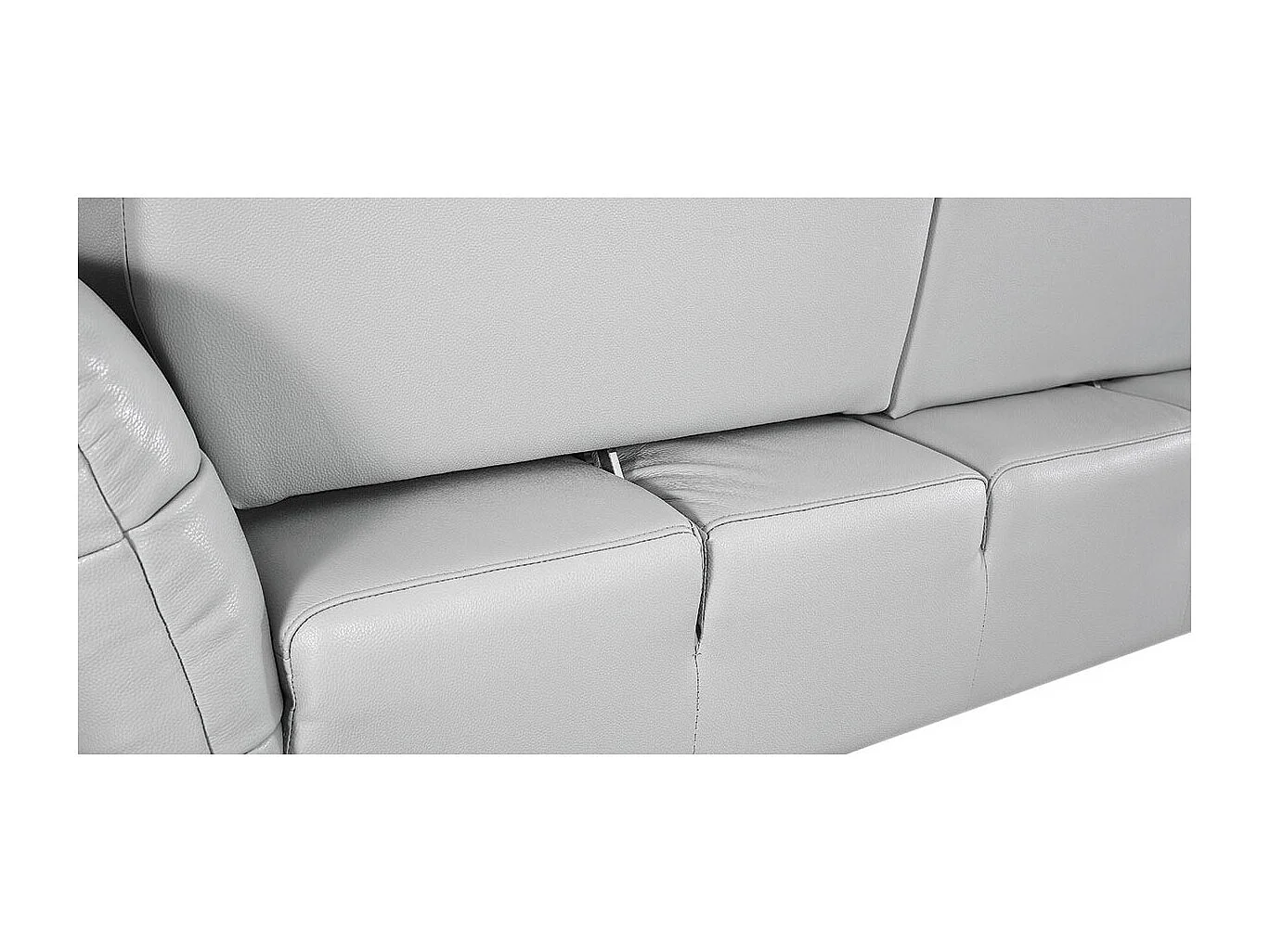 Canapé d'angle en cuir ELENA Gris perle - Angle Gauche