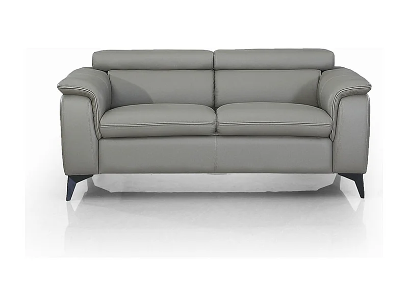 Canapé en cuir 2 places NEYLA Gris souris - Angle Droit