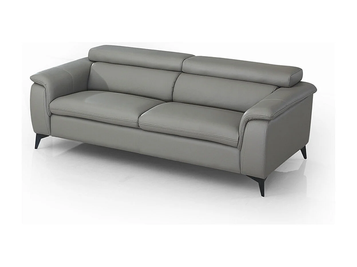 Canapé en cuir 2 places NEYLA Gris souris - Angle Droit