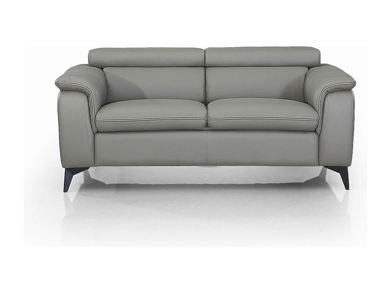 Canapé en cuir 2 places NEYLA Gris souris - Angle Droit