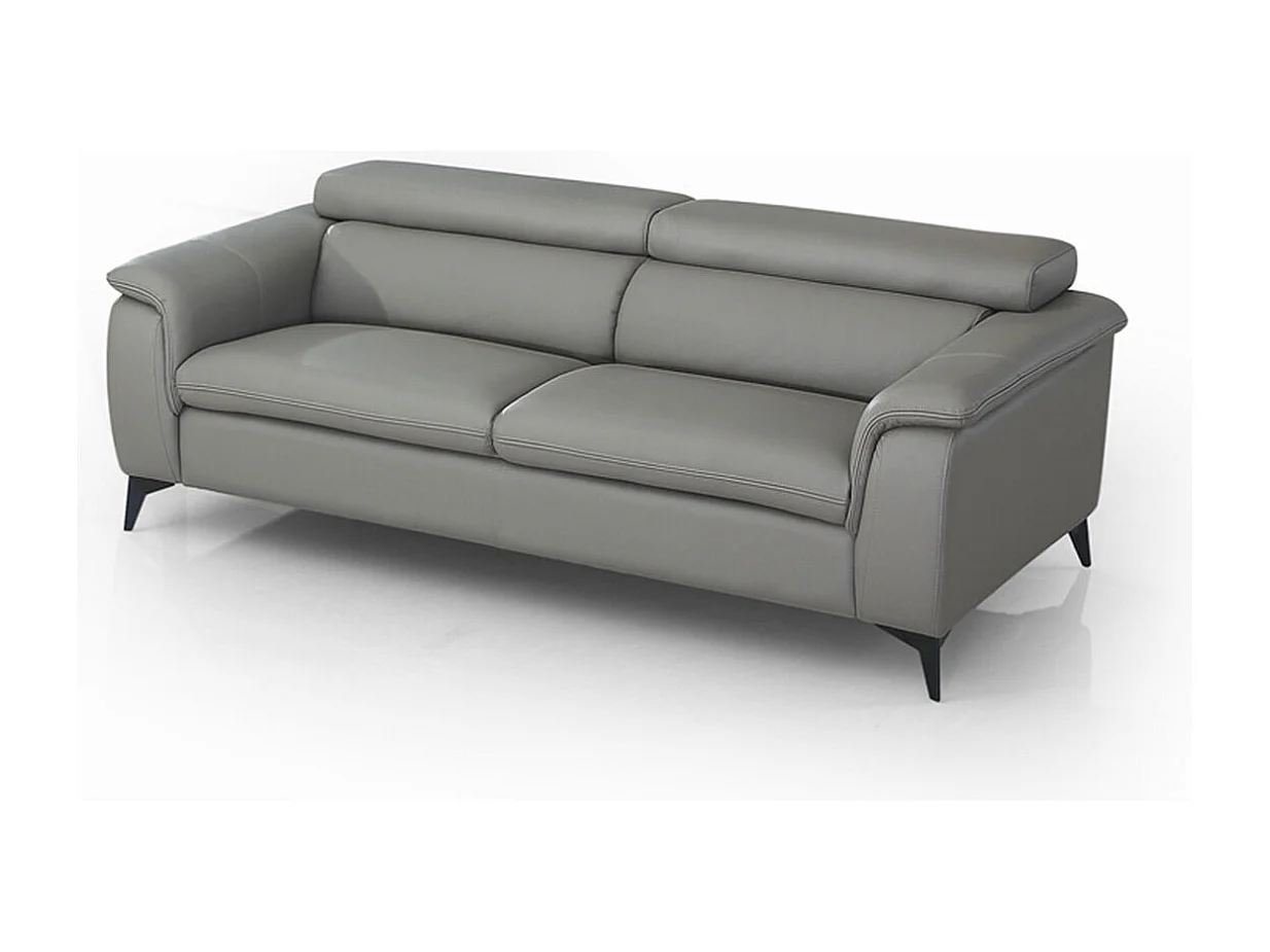 Canapé en cuir 2 places NEYLA Gris souris - Angle Droit