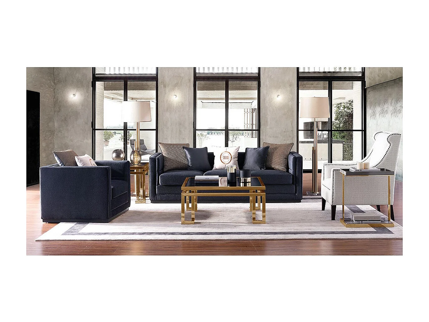 Canapé 2 places en velours KIRO - Gris souris