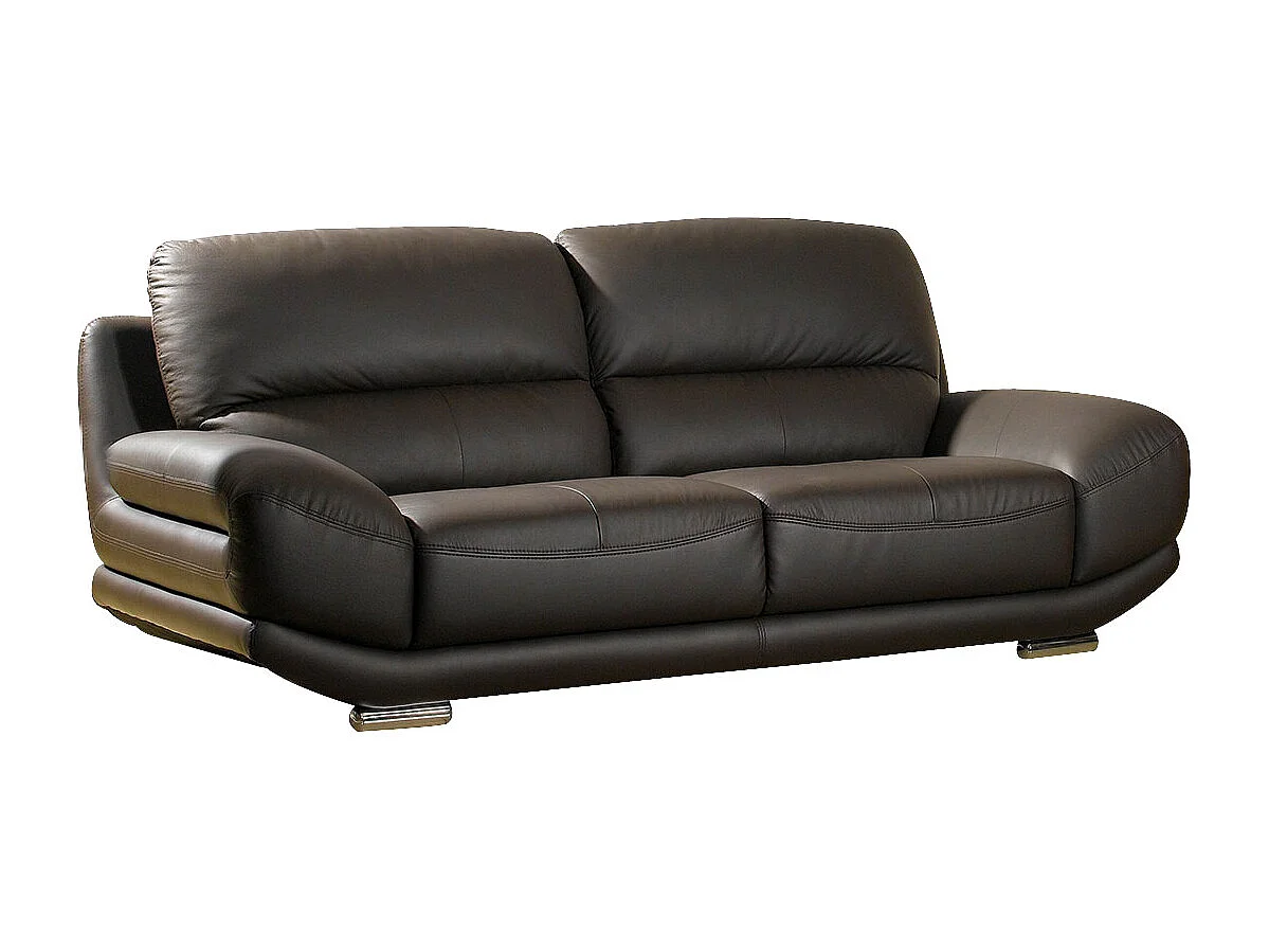 Canapé cuir 3 places BARCELONA Marron