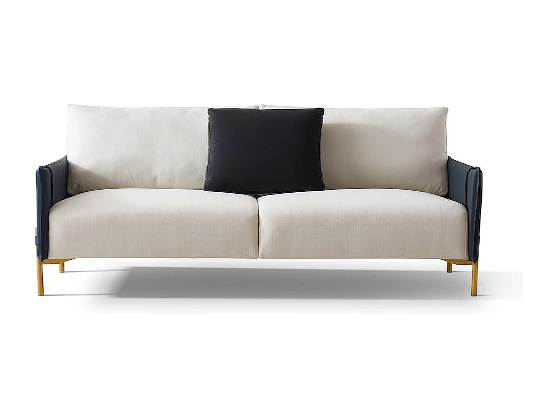 Canapé 3 places en tissu ALAN - Blanc et Gris