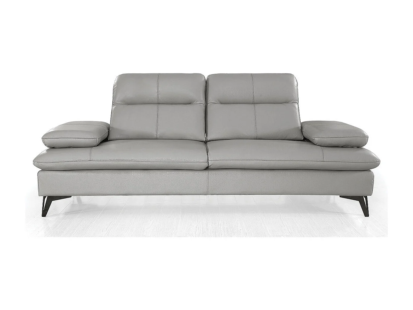 Canapé 3 places Cuir avec dossier avance-recul IRIS Gris - Angle Droit