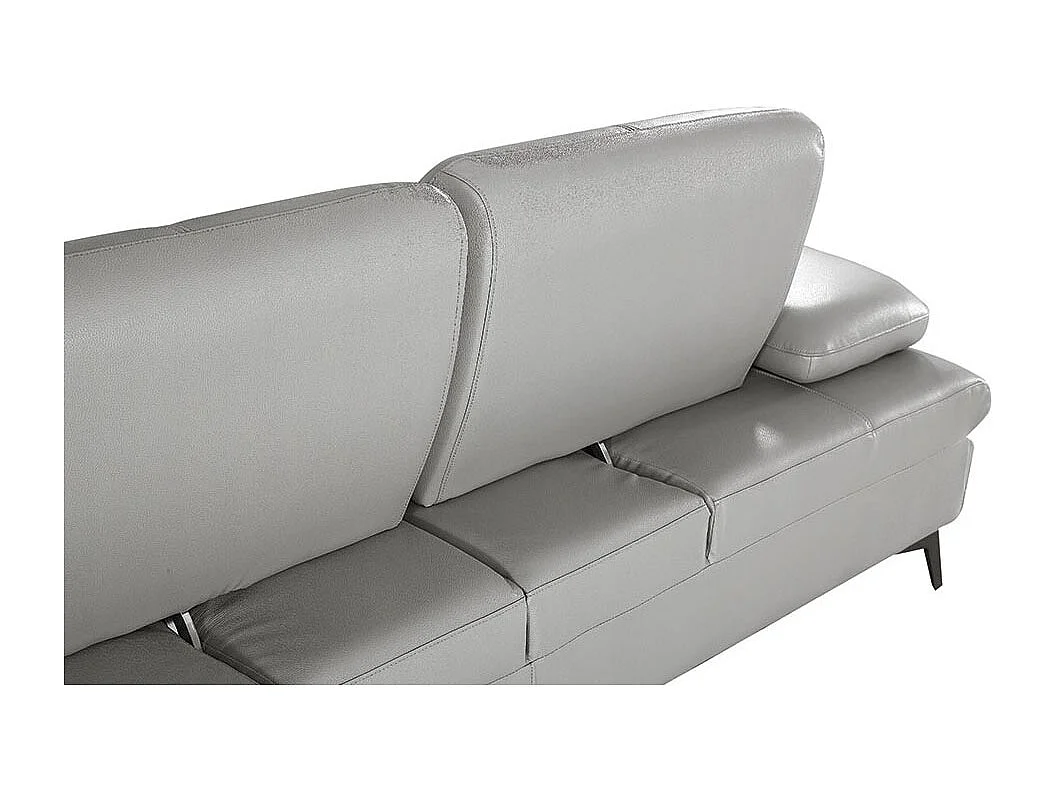 Canapé 3 places Cuir avec dossier avance-recul IRIS Gris - Angle Droit