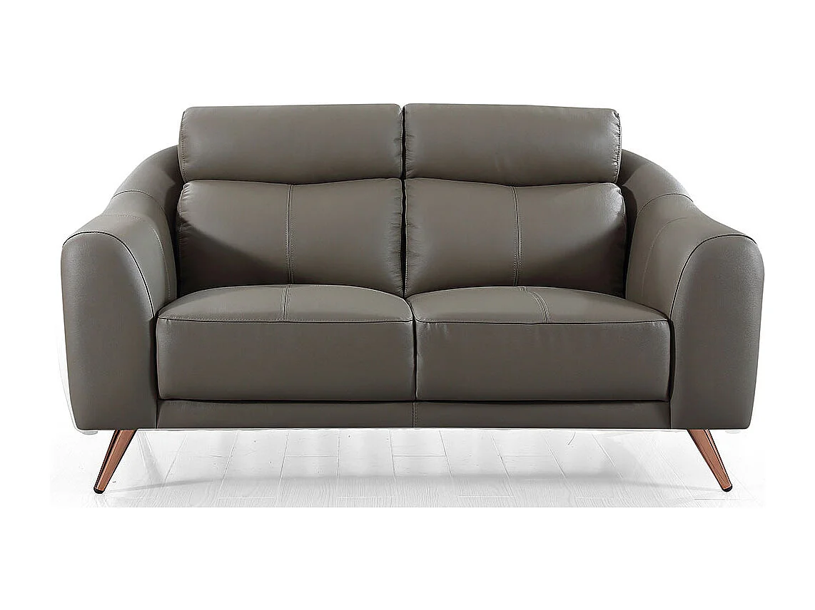 Canapé 2 places en cuir SIANNA Marron - Angle Droit
