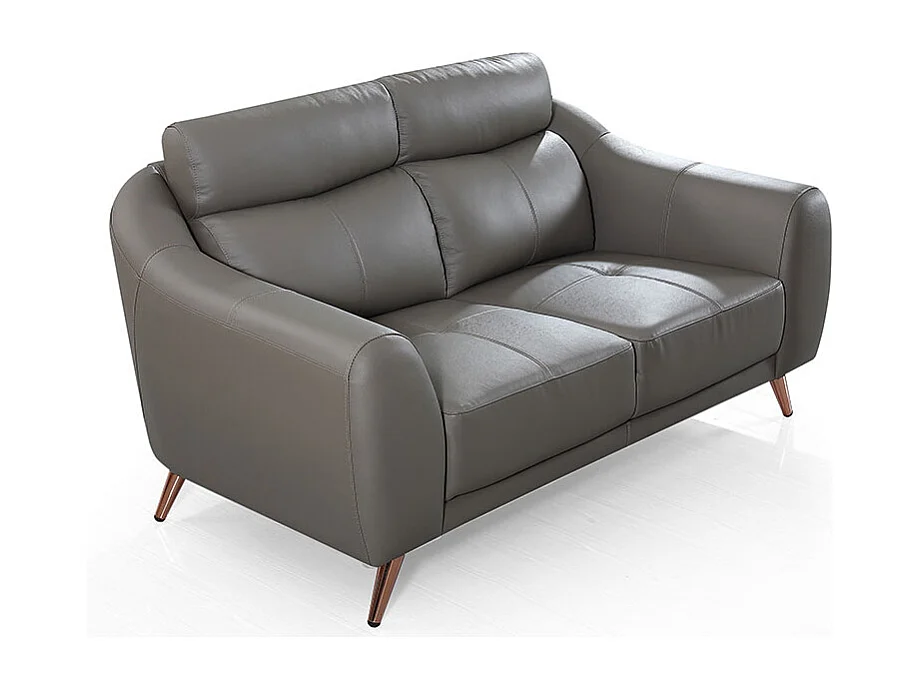 Canapé 2 places en cuir SIANNA Marron - Angle Droit