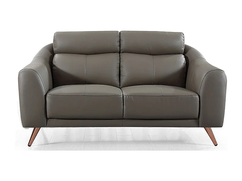 Canapé 2 places en cuir SIANNA Marron - Angle Droit