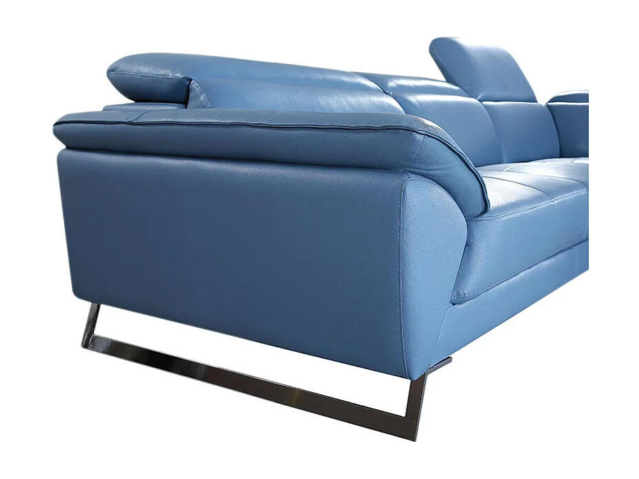 Canapé d'angle en cuir RAPHAEL Bleu - Angle Gauche