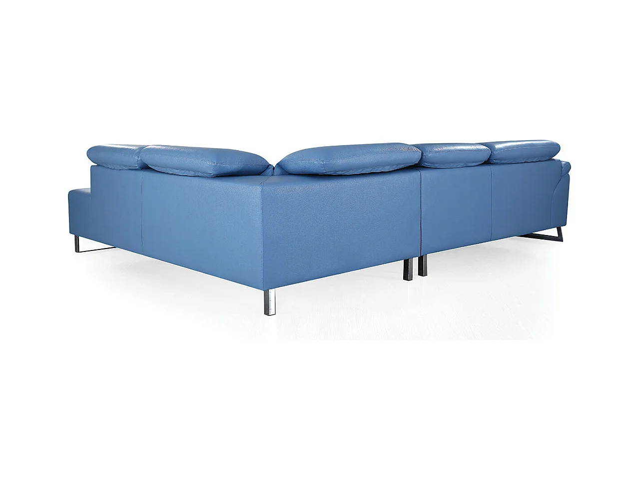 Canapé d'angle en cuir RAPHAEL Bleu - Angle Gauche