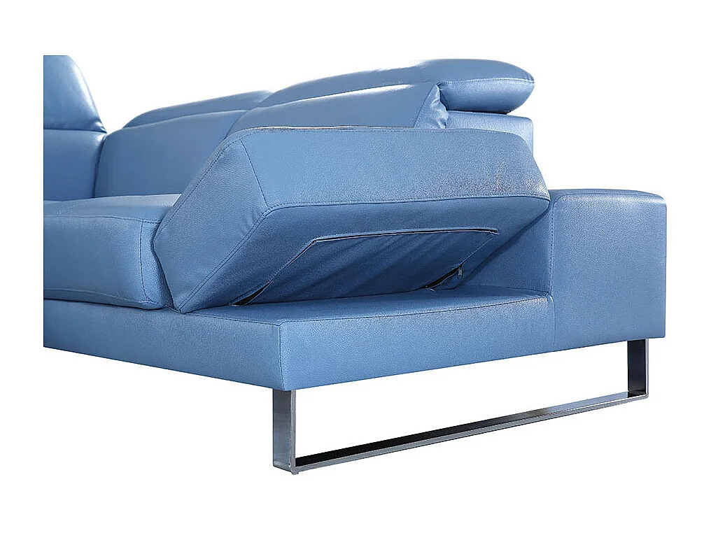 Canapé d'angle en cuir RAPHAEL Bleu - Angle Gauche