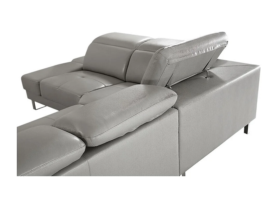 Canapé d'angle en cuir RAPHAEL Gris - Angle Droit