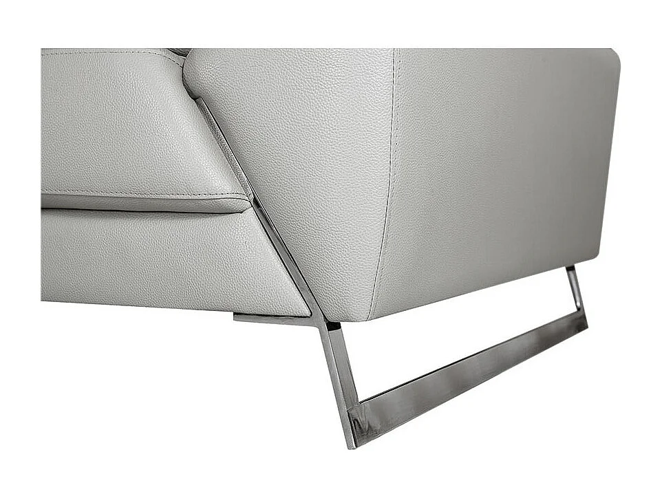 Canapé d'angle en cuir RAPHAEL Gris - Angle Droit