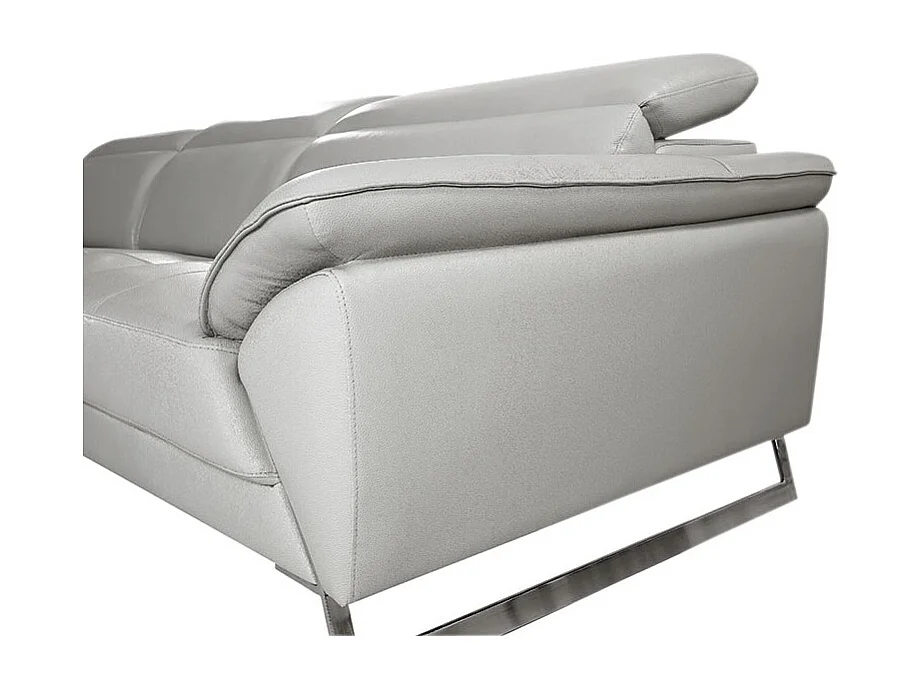 Canapé d'angle en cuir RAPHAEL Gris - Angle Droit